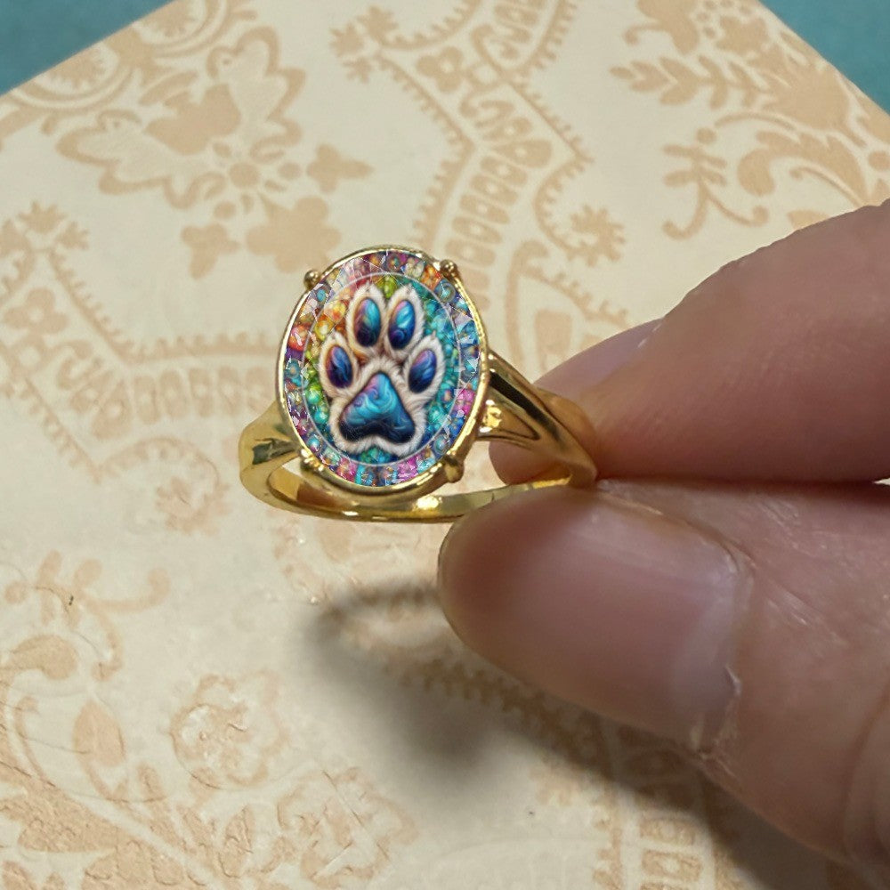 Colorful Paw Print Ring
