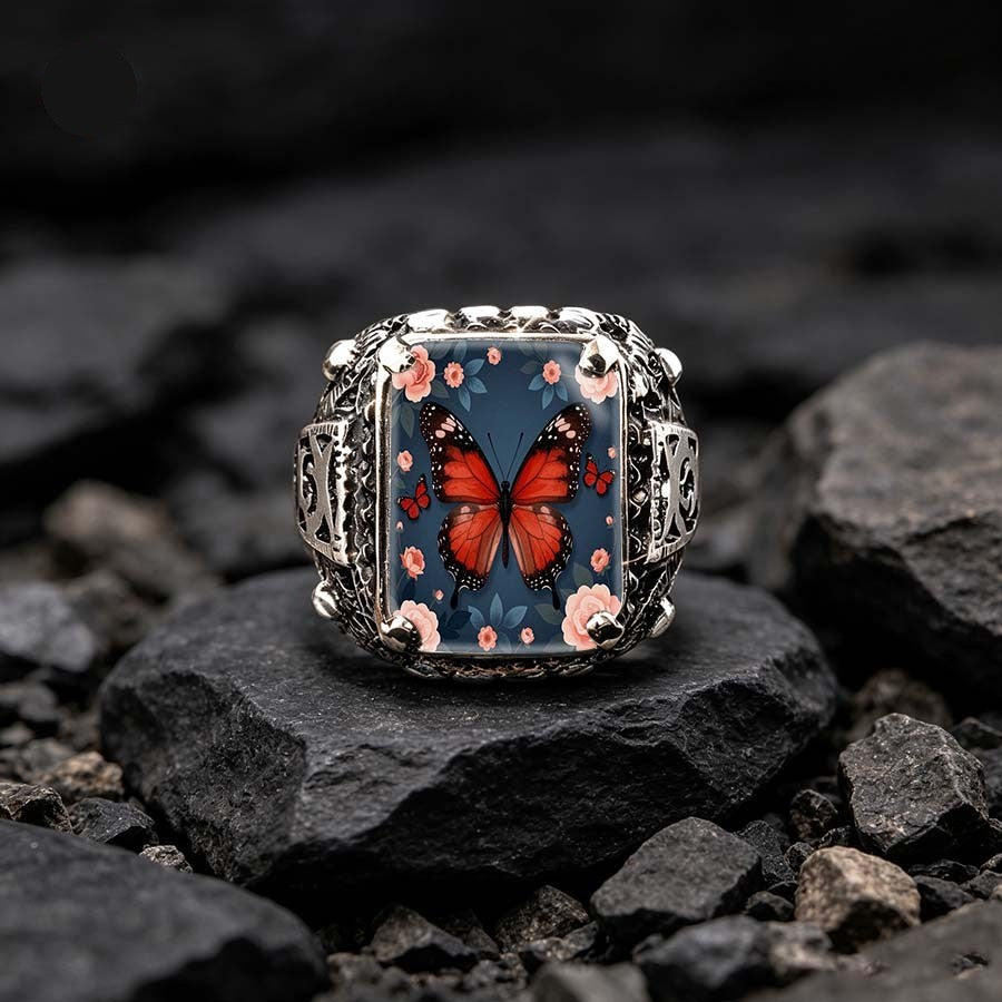 Butterfly Square Statement Ring