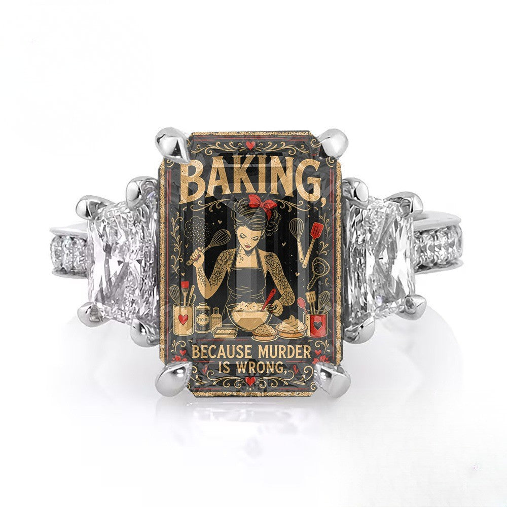 Baking Square Statement Ring