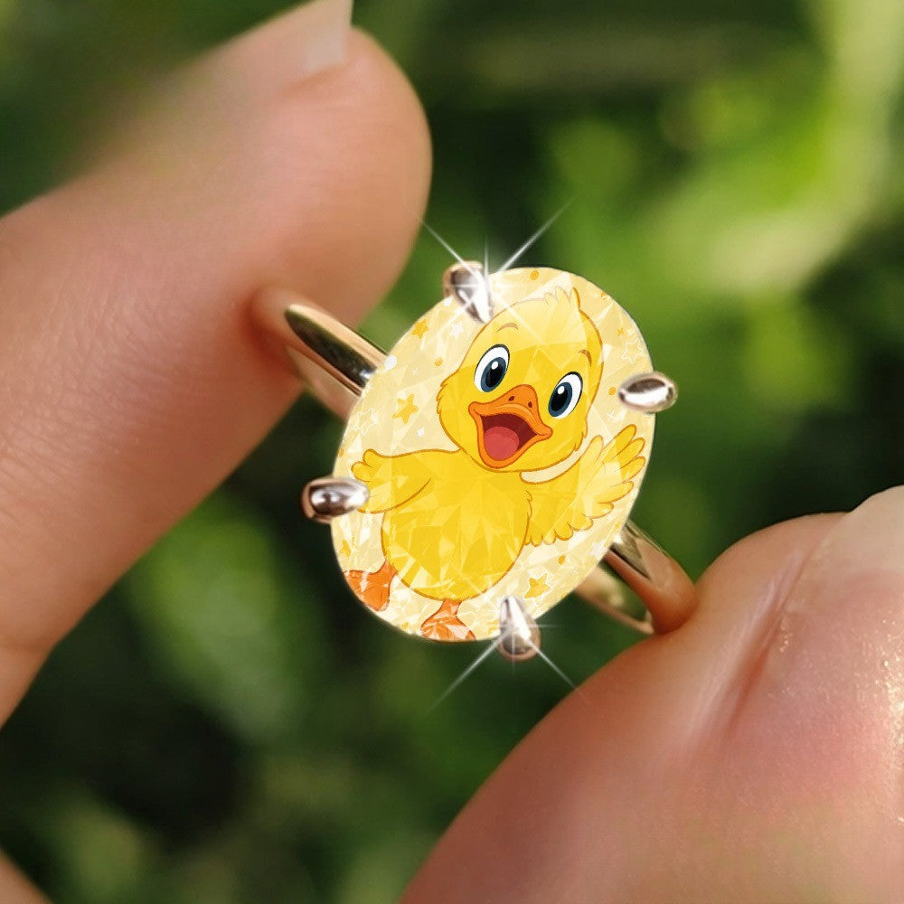 Yellow Duck Oval Ring