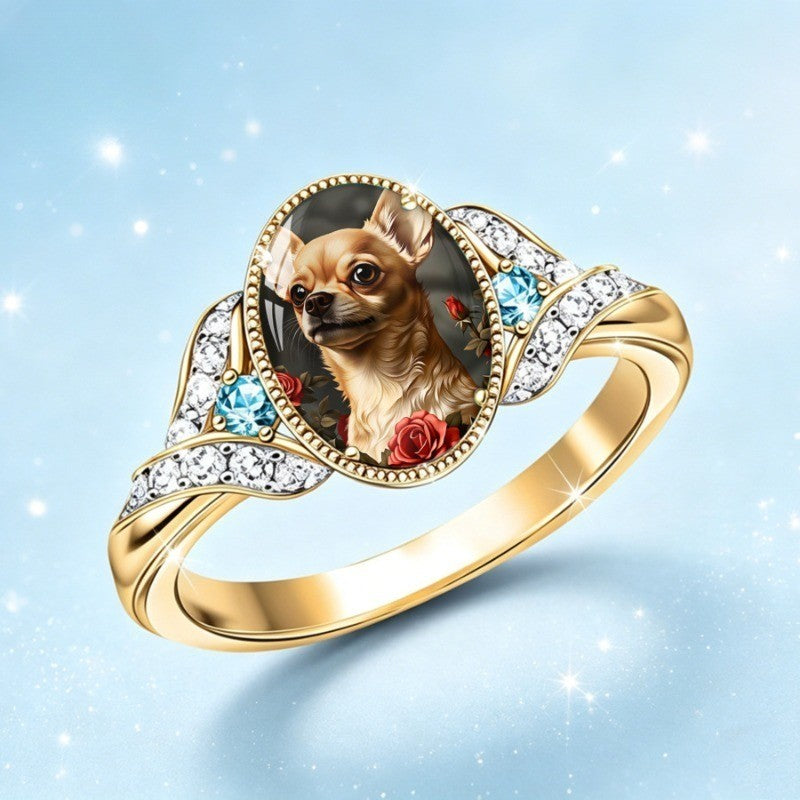 Chihuahua Portrait Oval Ring