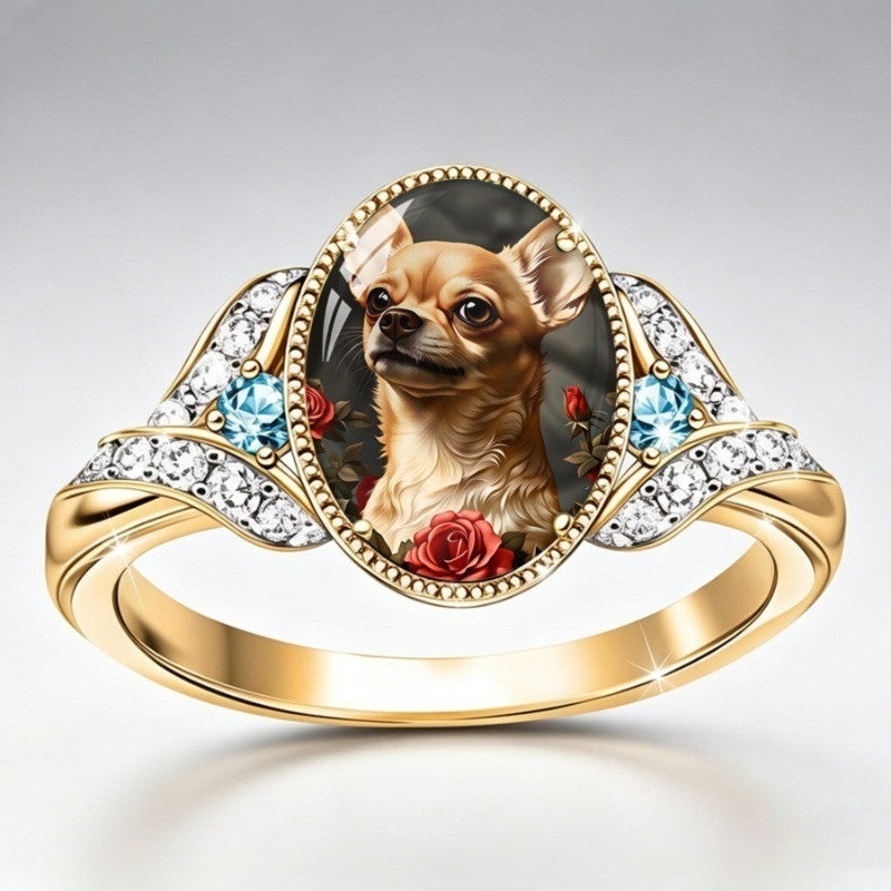 Chihuahua Portrait Oval Ring