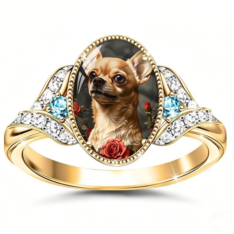 Chihuahua Portrait Oval Ring