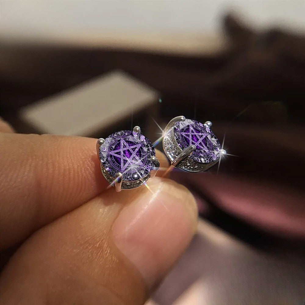 Purple Star Crystal Earrings