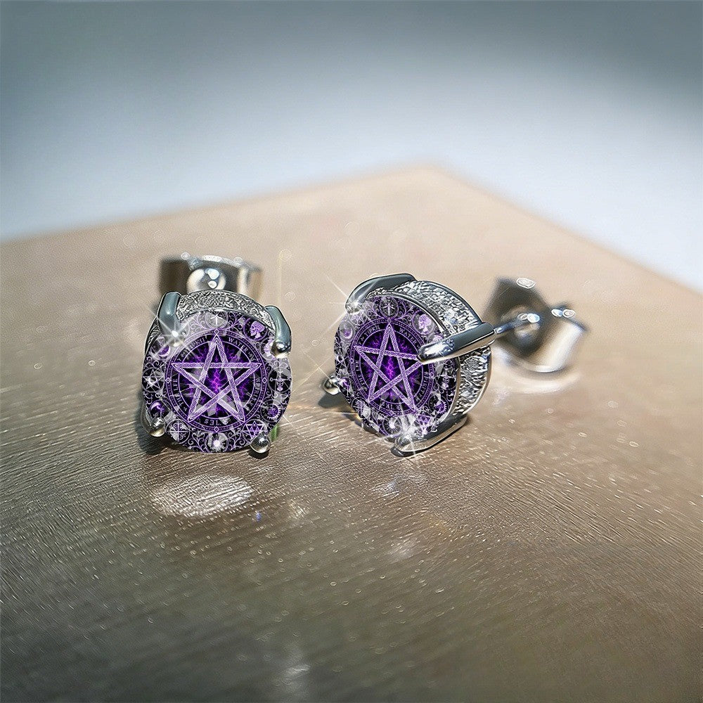 Purple Star Crystal Earrings
