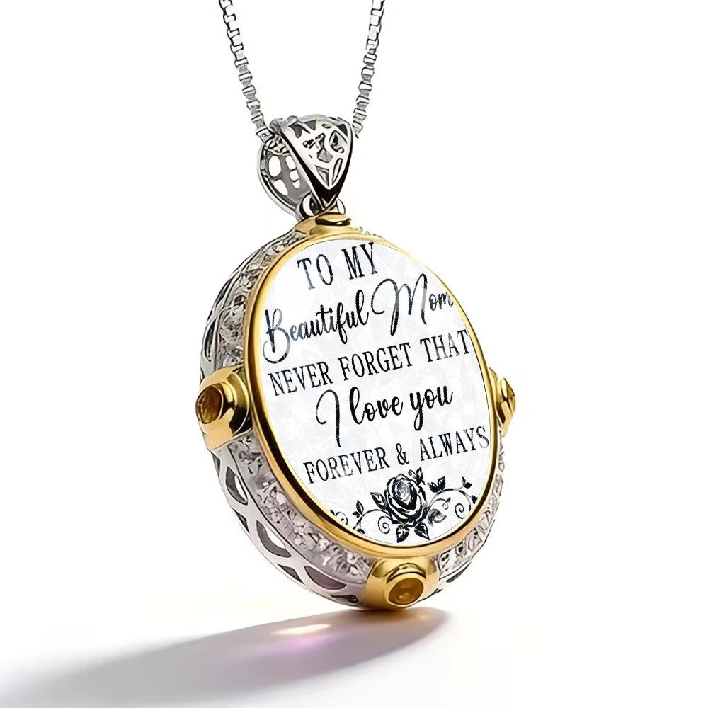 Beautiful Mom Oval Pendant Necklace