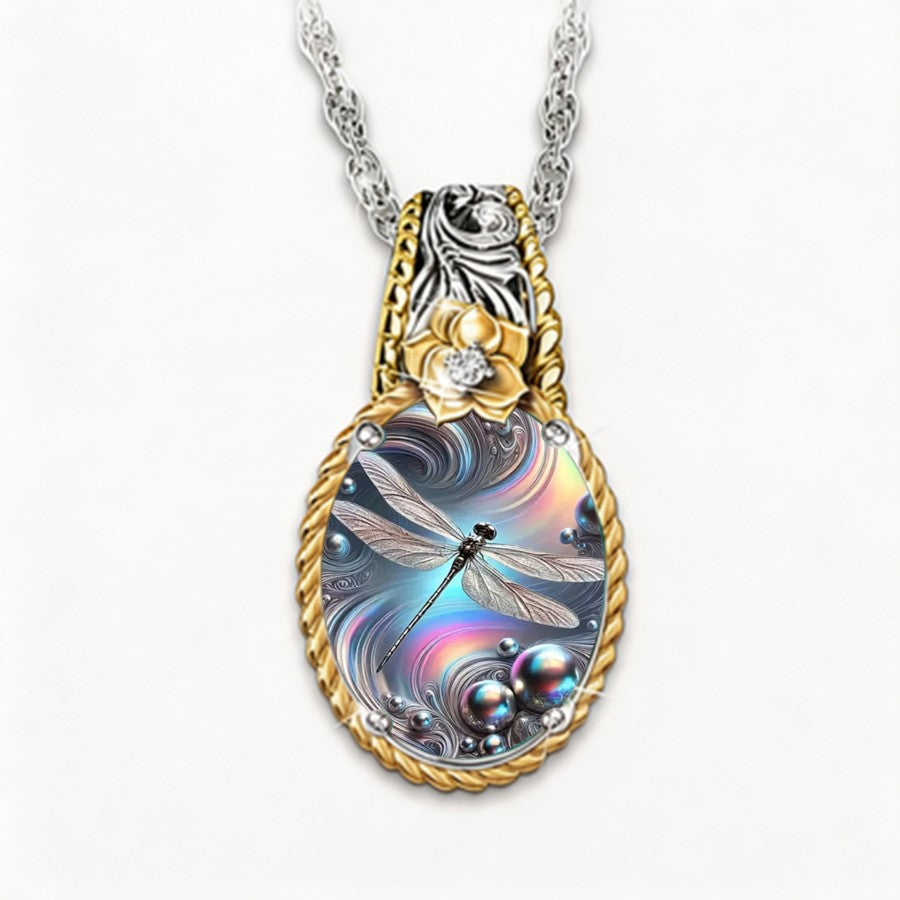 Dragonfly Iridescent Pendant Necklace