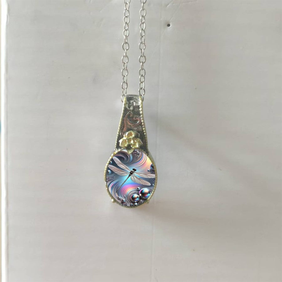Dragonfly Iridescent Pendant Necklace