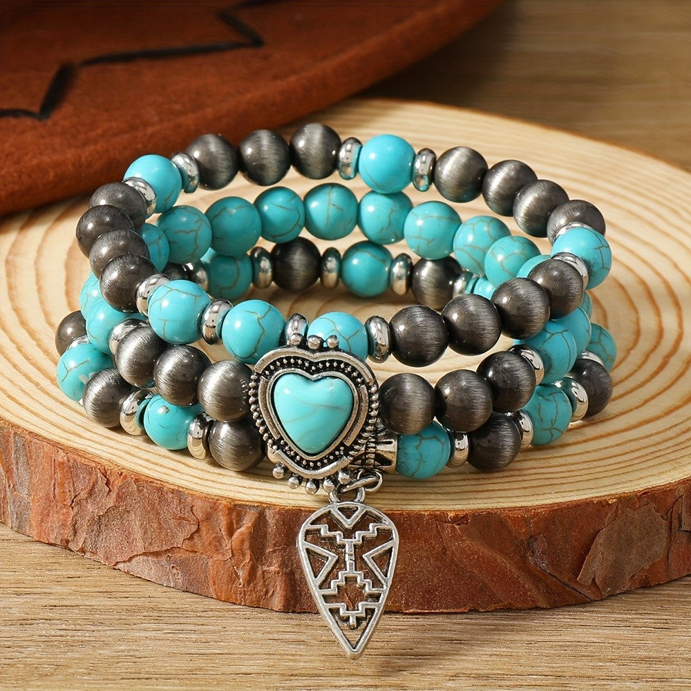 Turquoise Heart & Arrowhead Bracelet Set