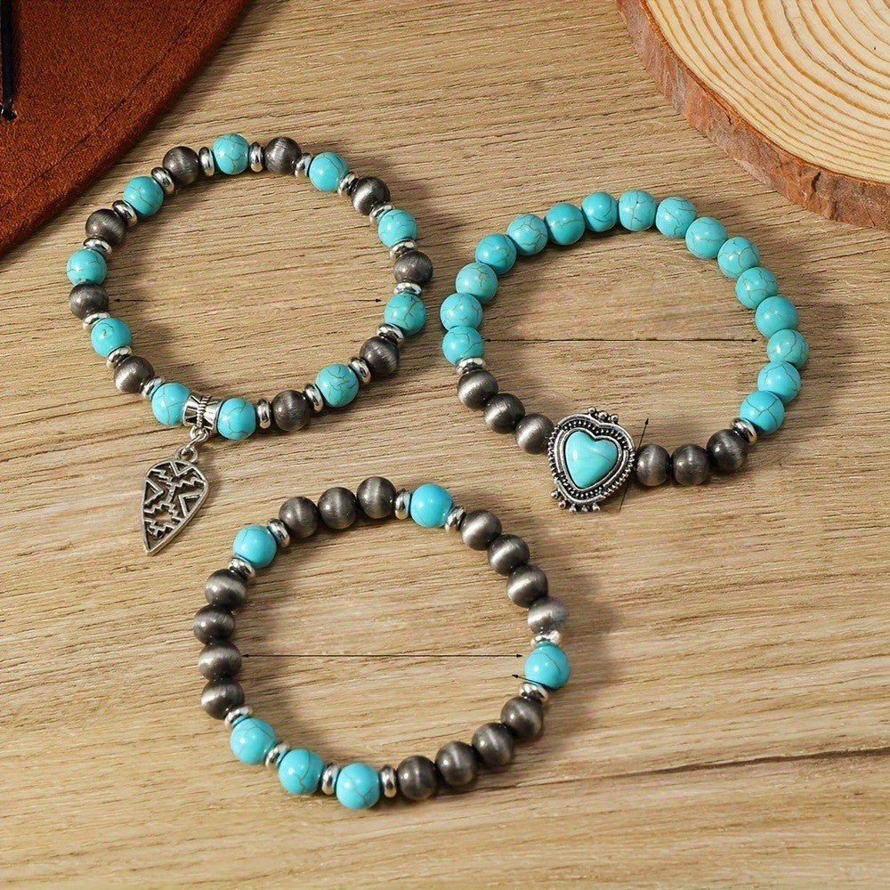 Turquoise Heart & Arrowhead Bracelet Set