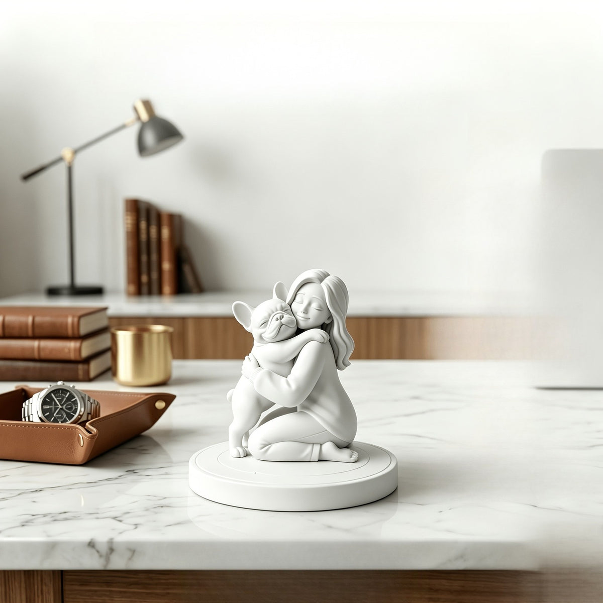 French Bulldog Hug Figurine