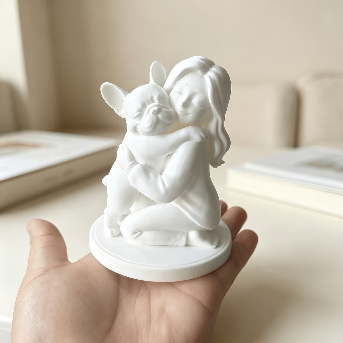 French Bulldog Hug Figurine