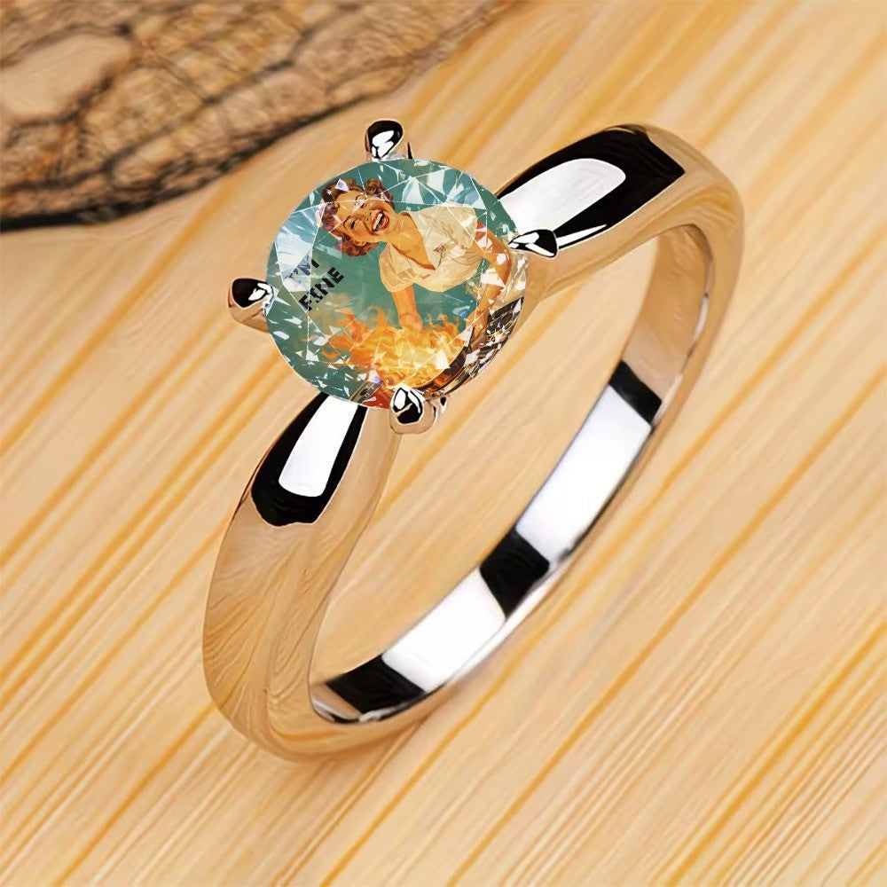 Retro 'I'm Fine' Illustration Ring