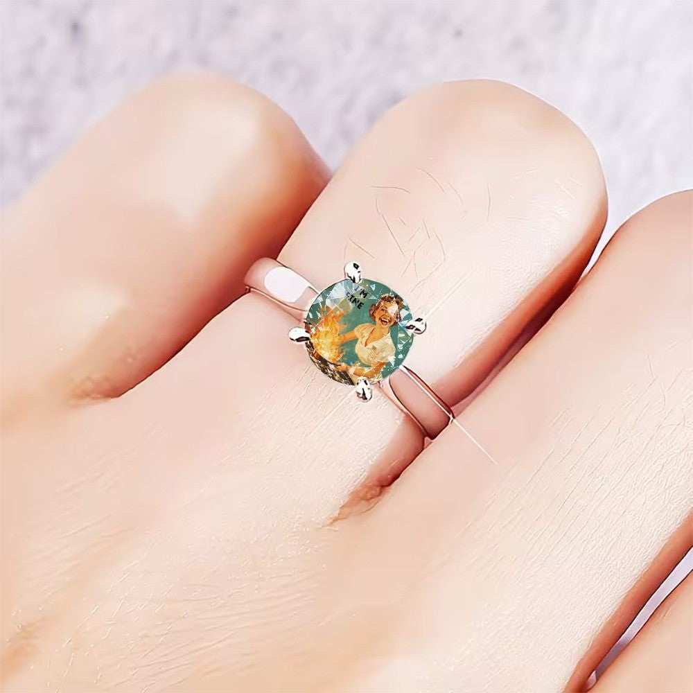 Retro 'I'm Fine' Illustration Ring