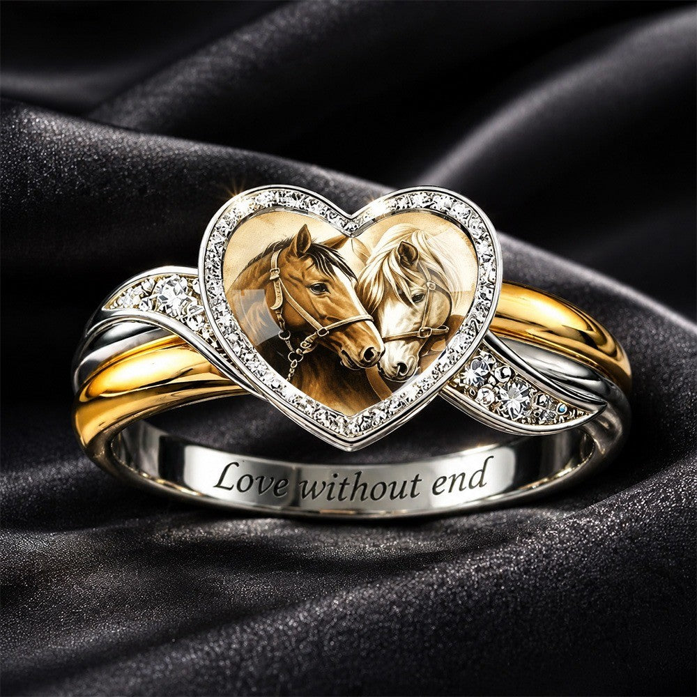 Heart Horse Portrait Ring