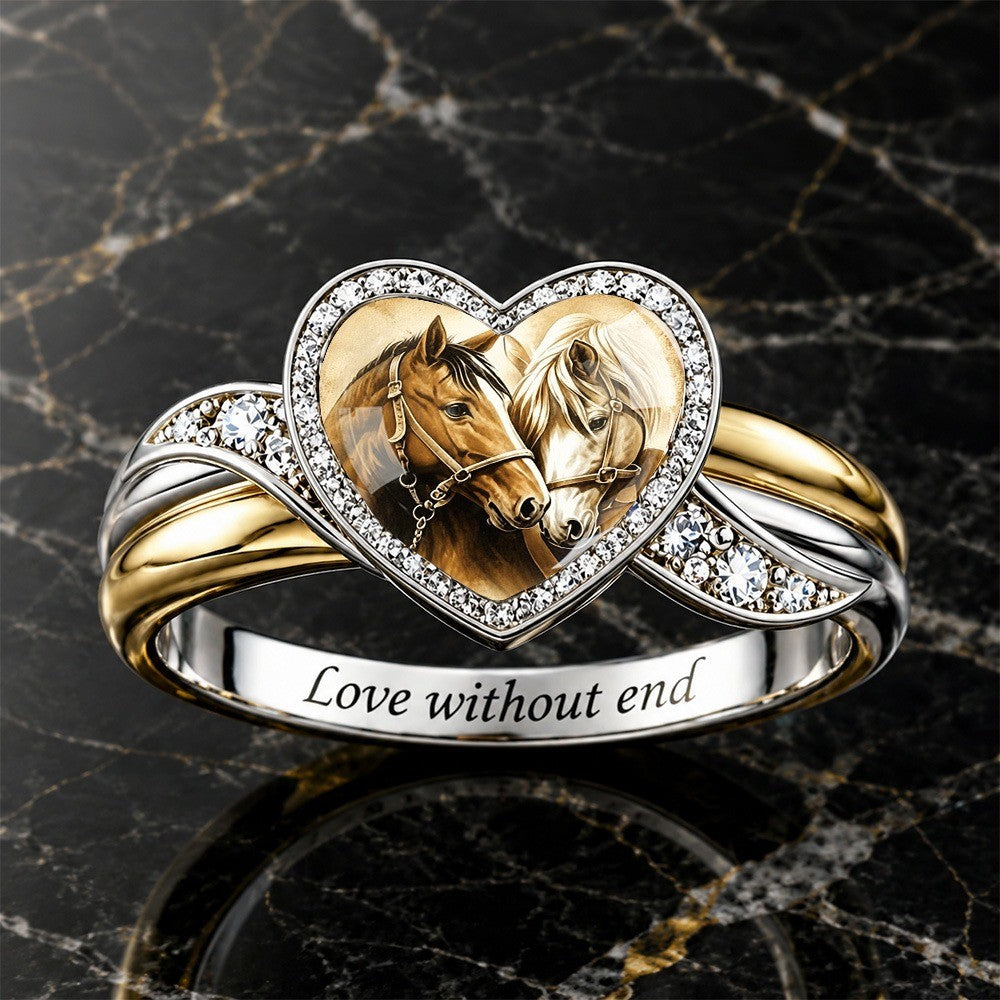 Heart Horse Portrait Ring