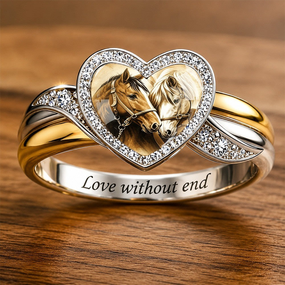 Heart Horse Portrait Ring
