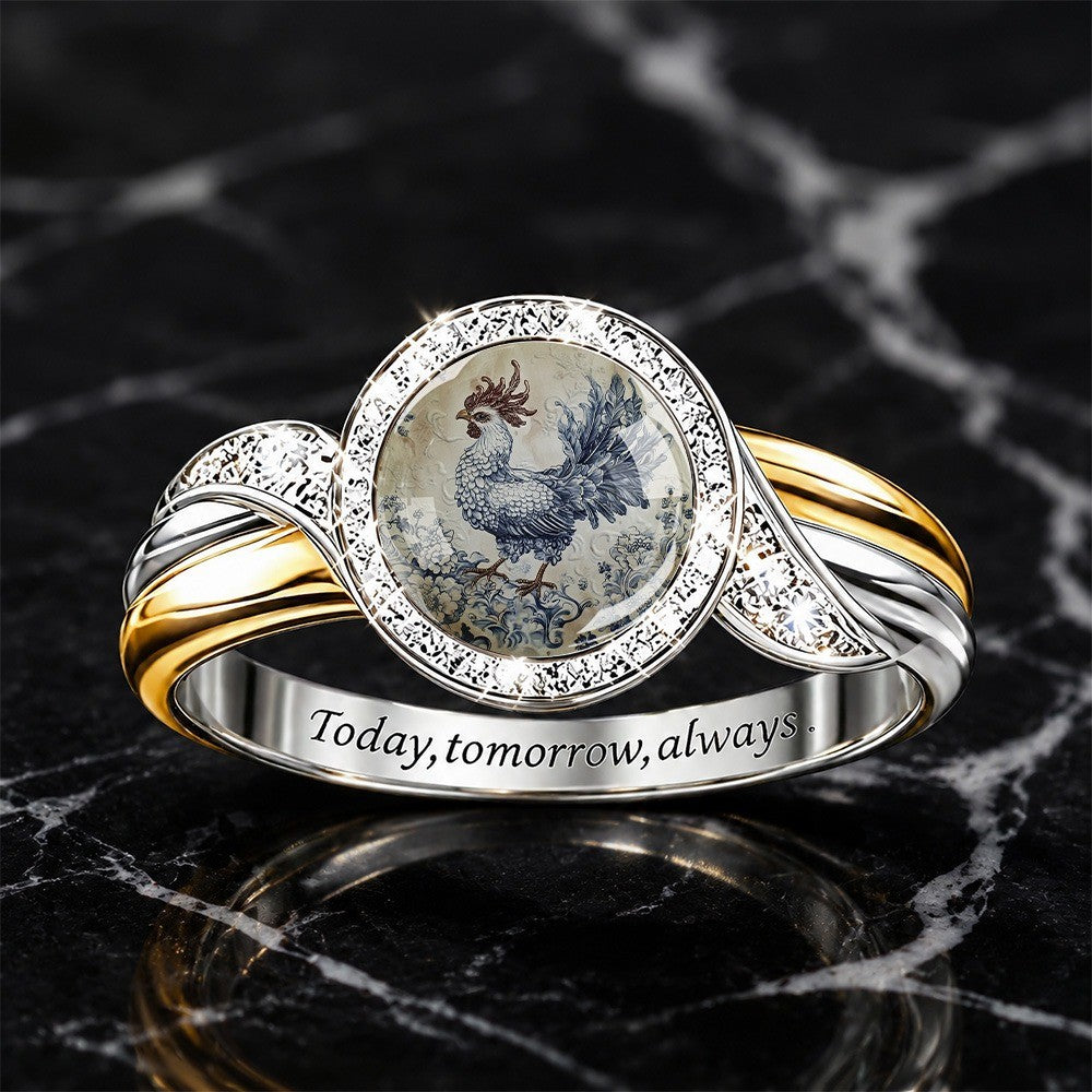 Blue Rooster Cameo Ring