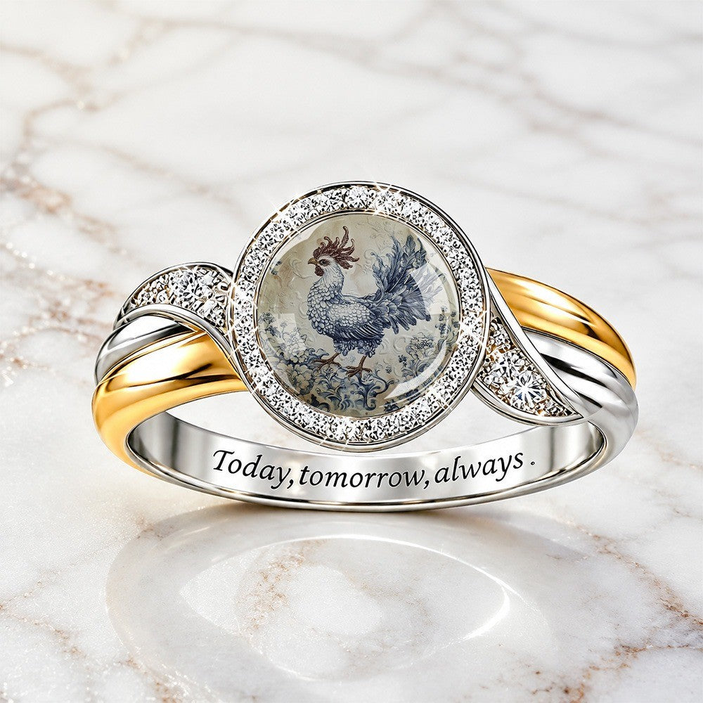Blue Rooster Cameo Ring