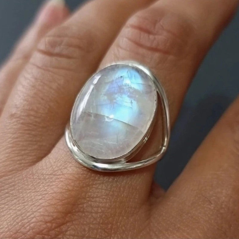 Iridescent Oval Open Band Ring