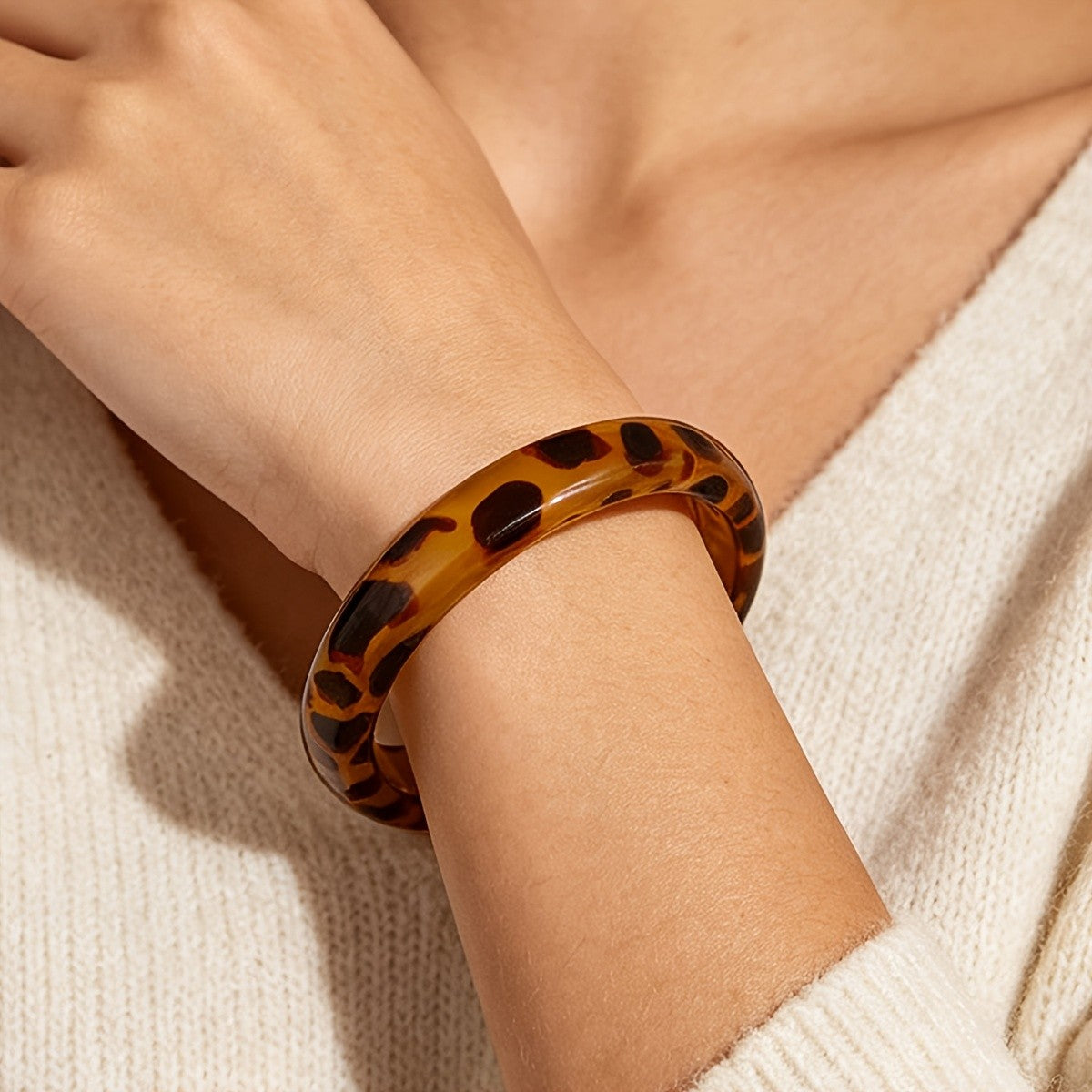 Leopard Print Resin Bangle