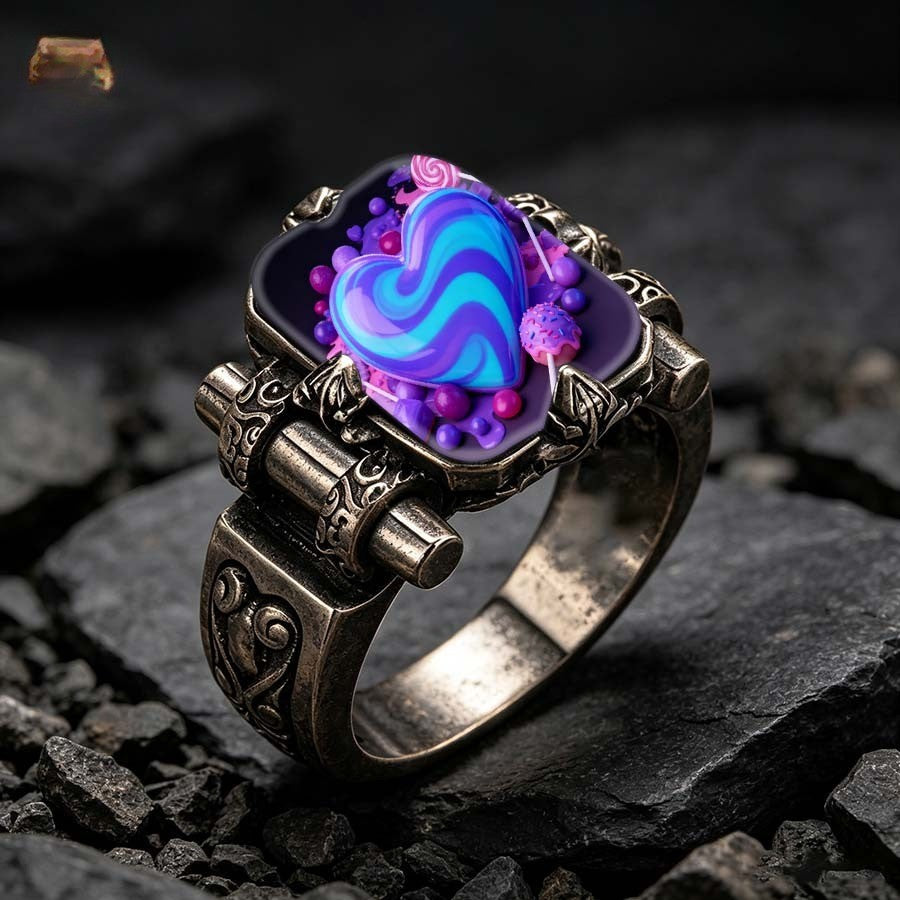 Swirl Heart Statement Ring