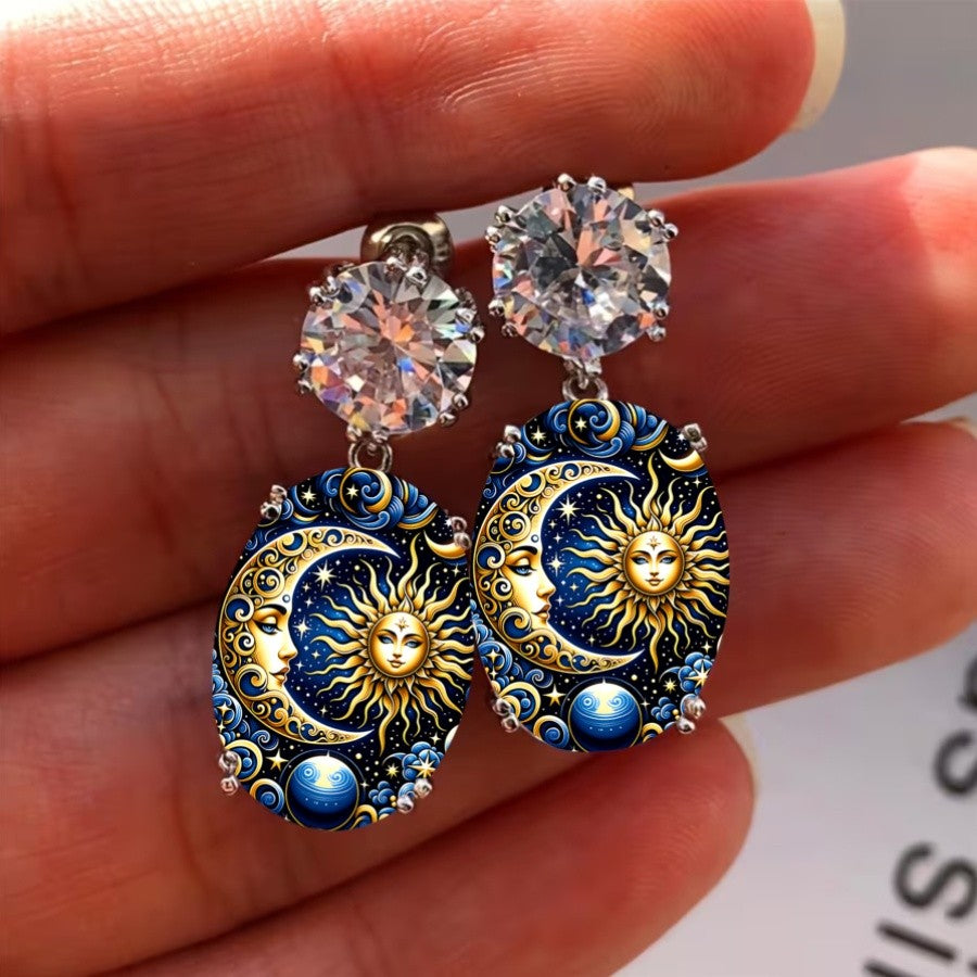 Celestial Sun & Moon Drop Earrings