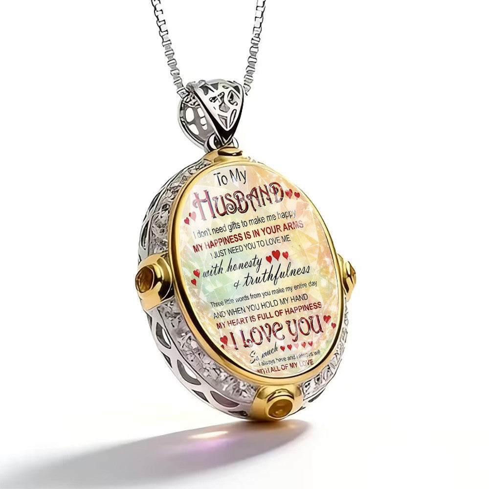 To My Husband Message Pendant Necklace
