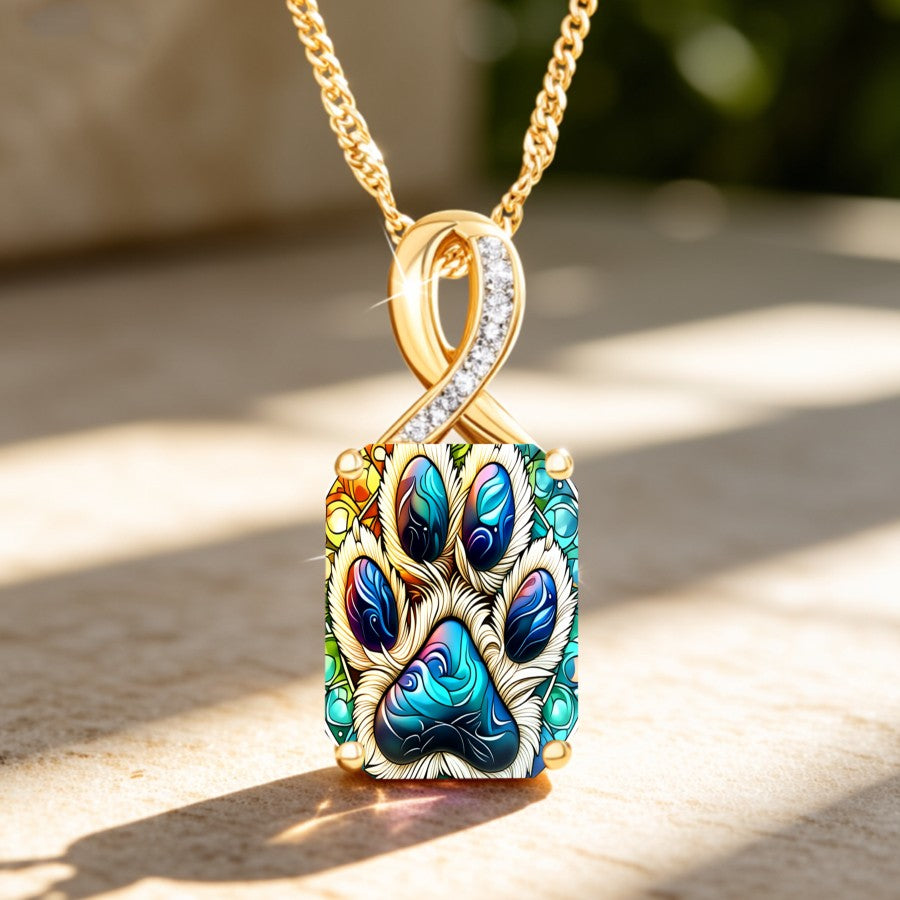 Colorful Paw Print Infinity Necklace