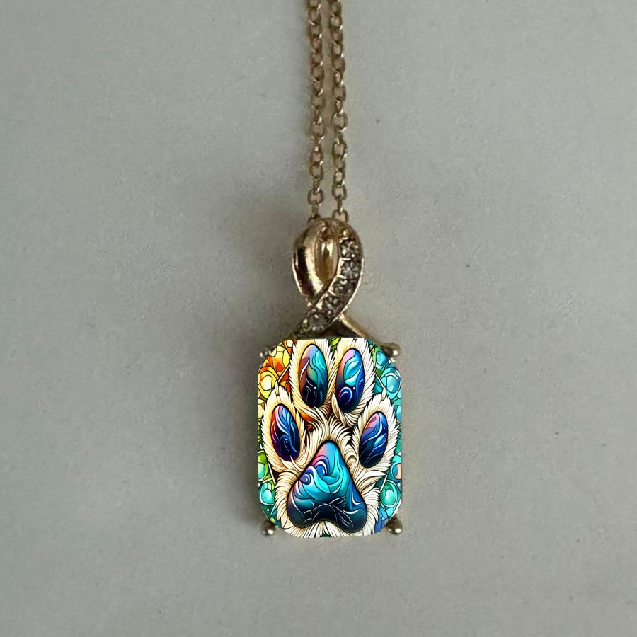 Colorful Paw Print Infinity Necklace
