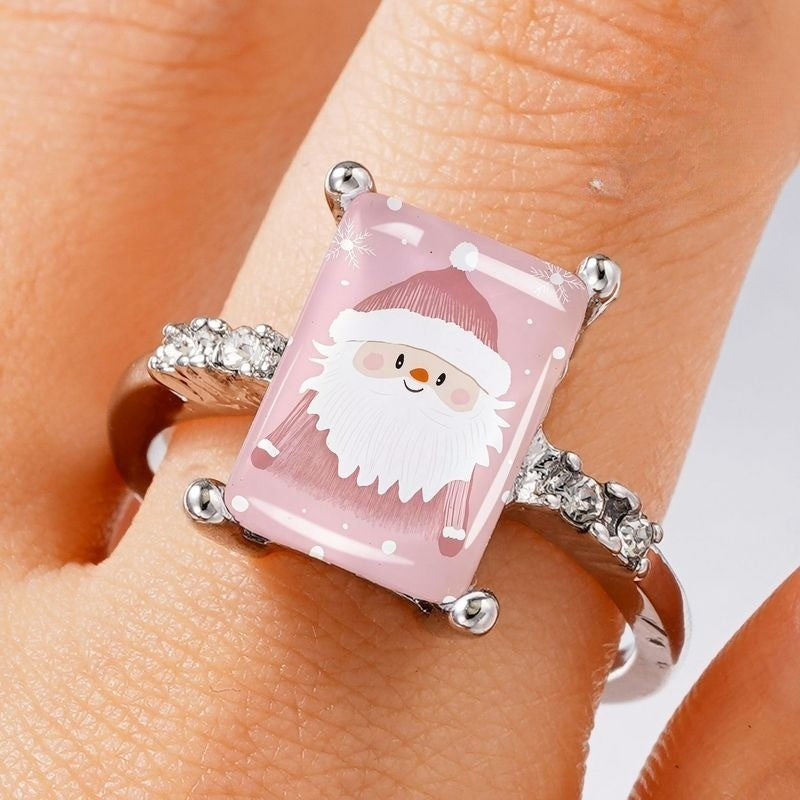 Pink Santa Rectangular Ring