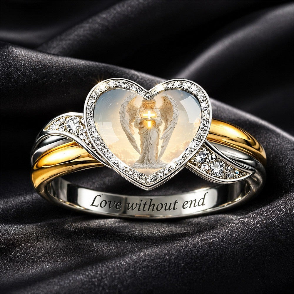 Angel Heart Glass Dome Ring
