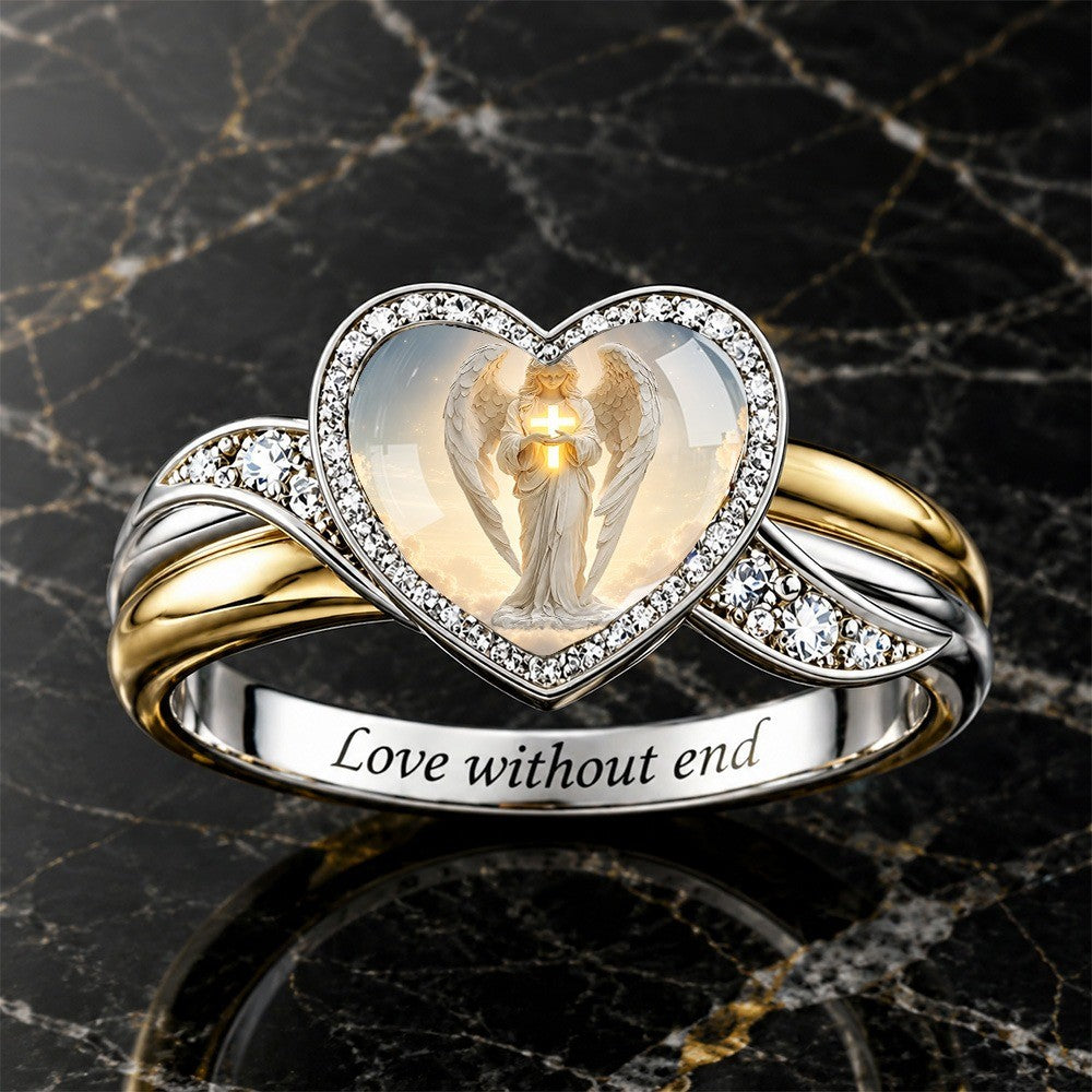 Angel Heart Glass Dome Ring