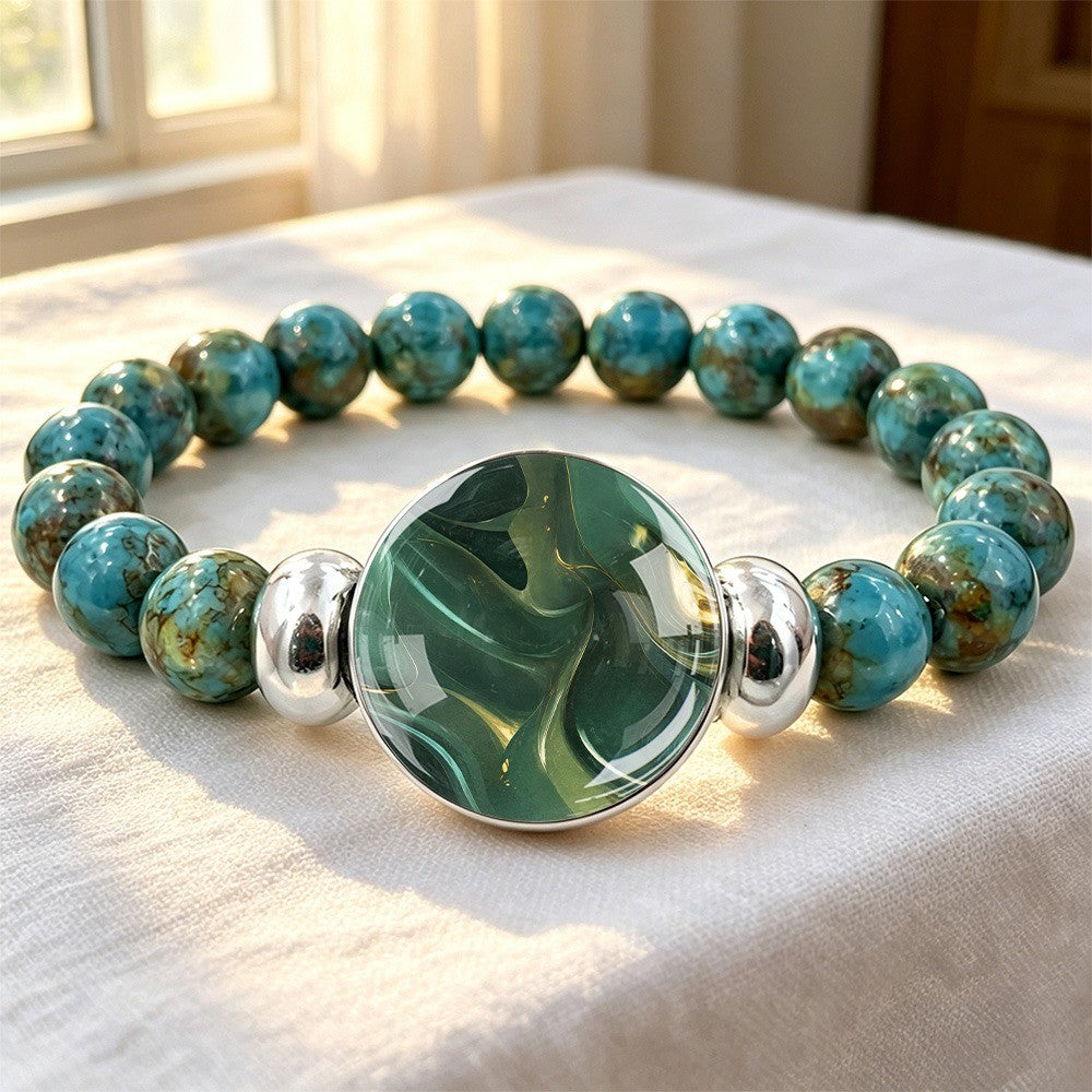 Green Marble Disc Bracelet