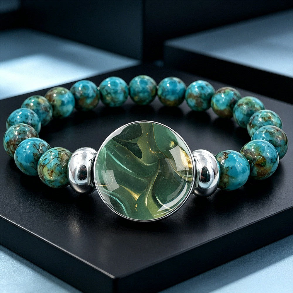 Green Marble Disc Bracelet