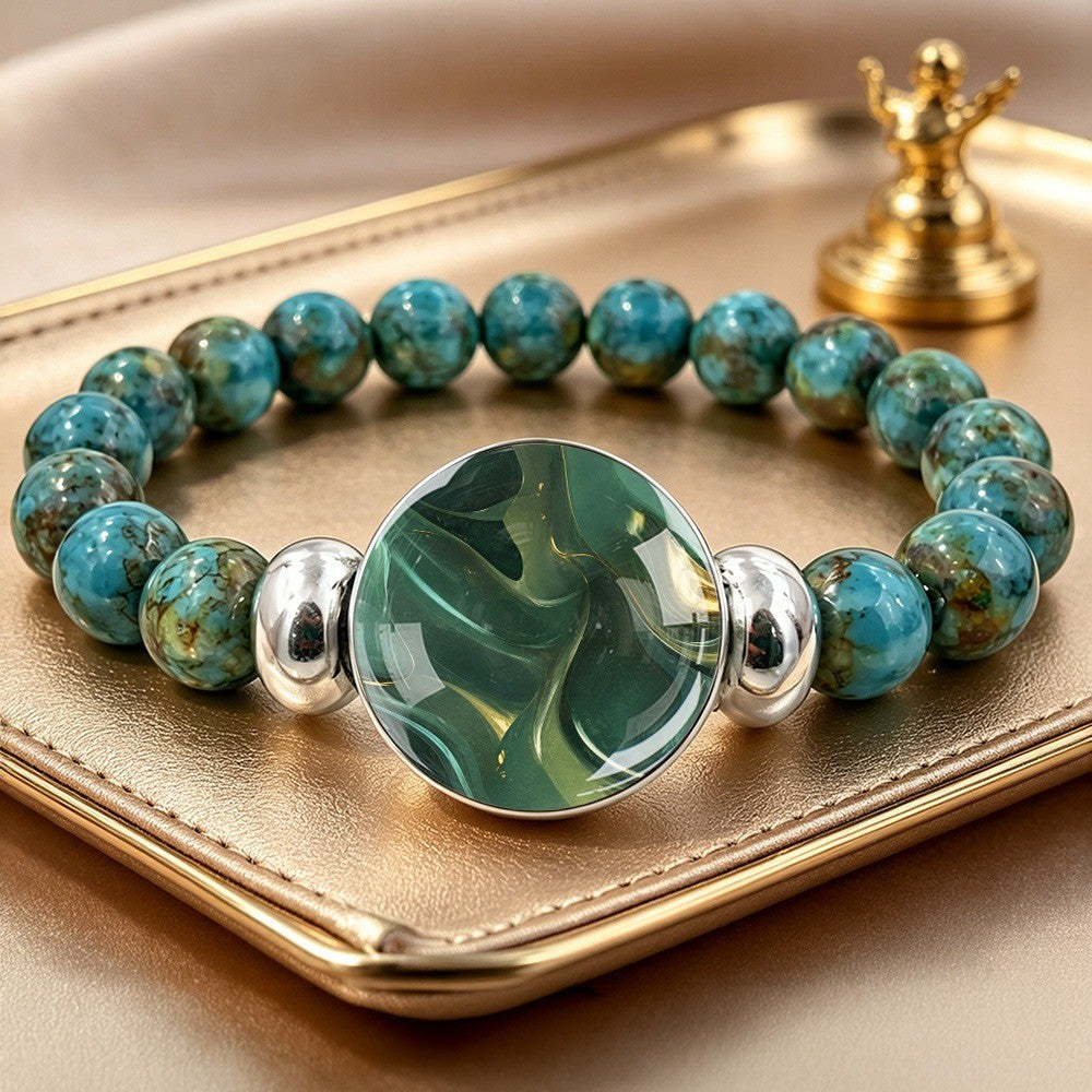 Green Marble Disc Bracelet
