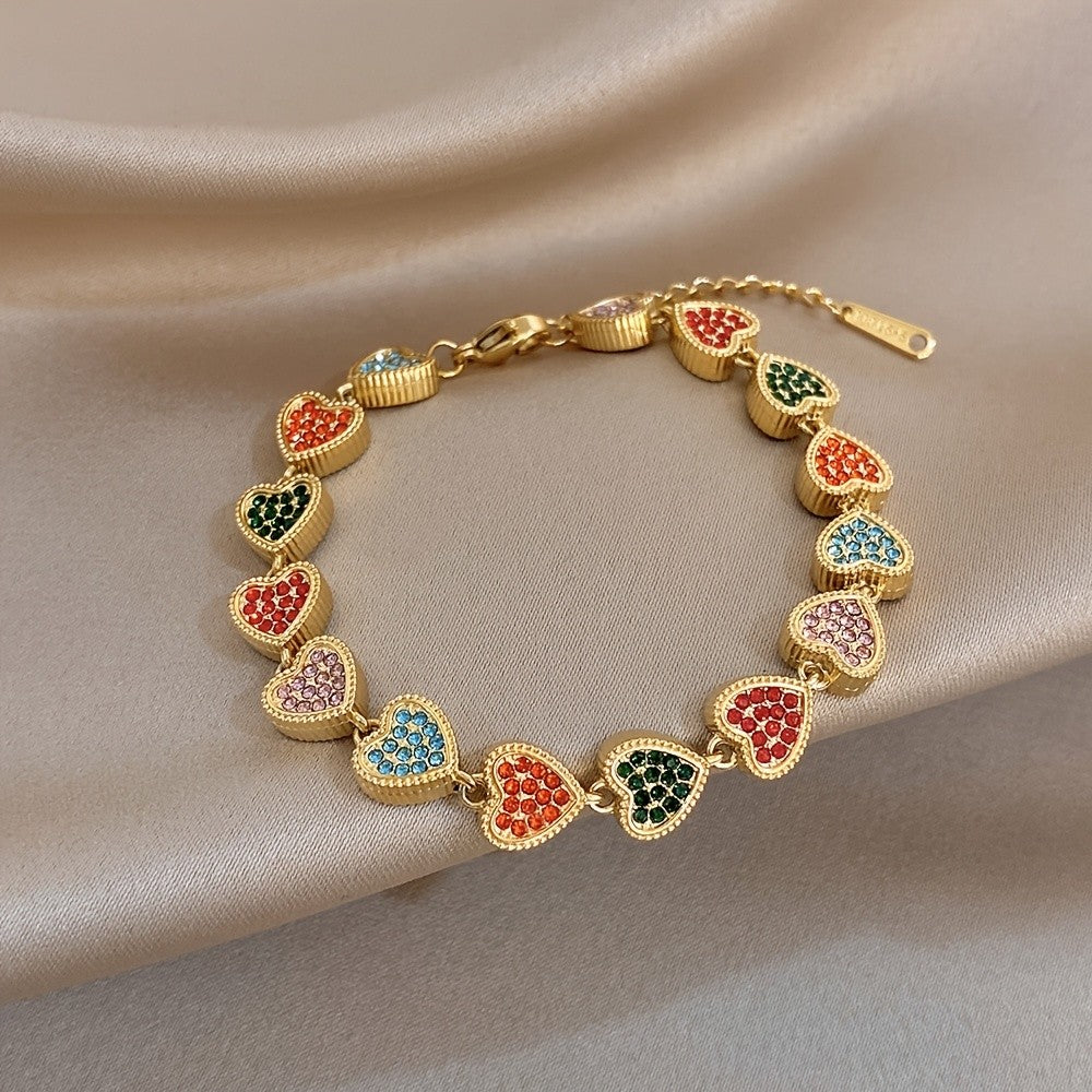 Colorful Heart Link Bracelet
