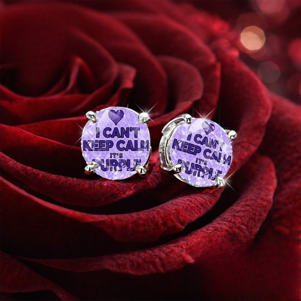 Purple Slogan Stud Earrings