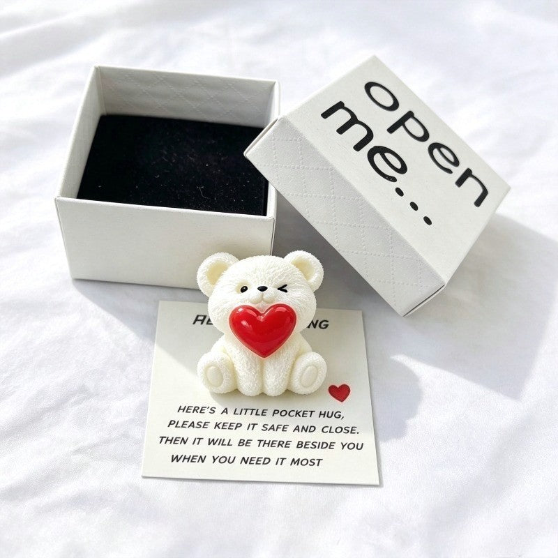 White Bear Heart Brooch