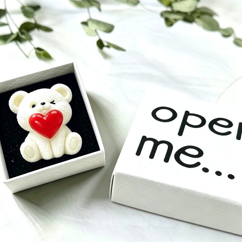 White Bear Heart Brooch