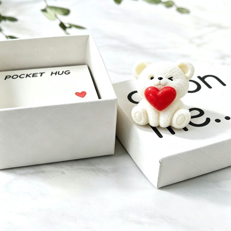 White Bear Heart Brooch