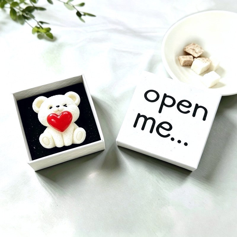 White Bear Heart Brooch