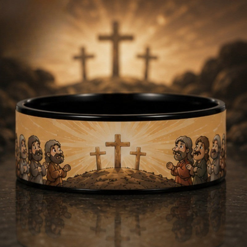 Biblical Scene Cross Ring