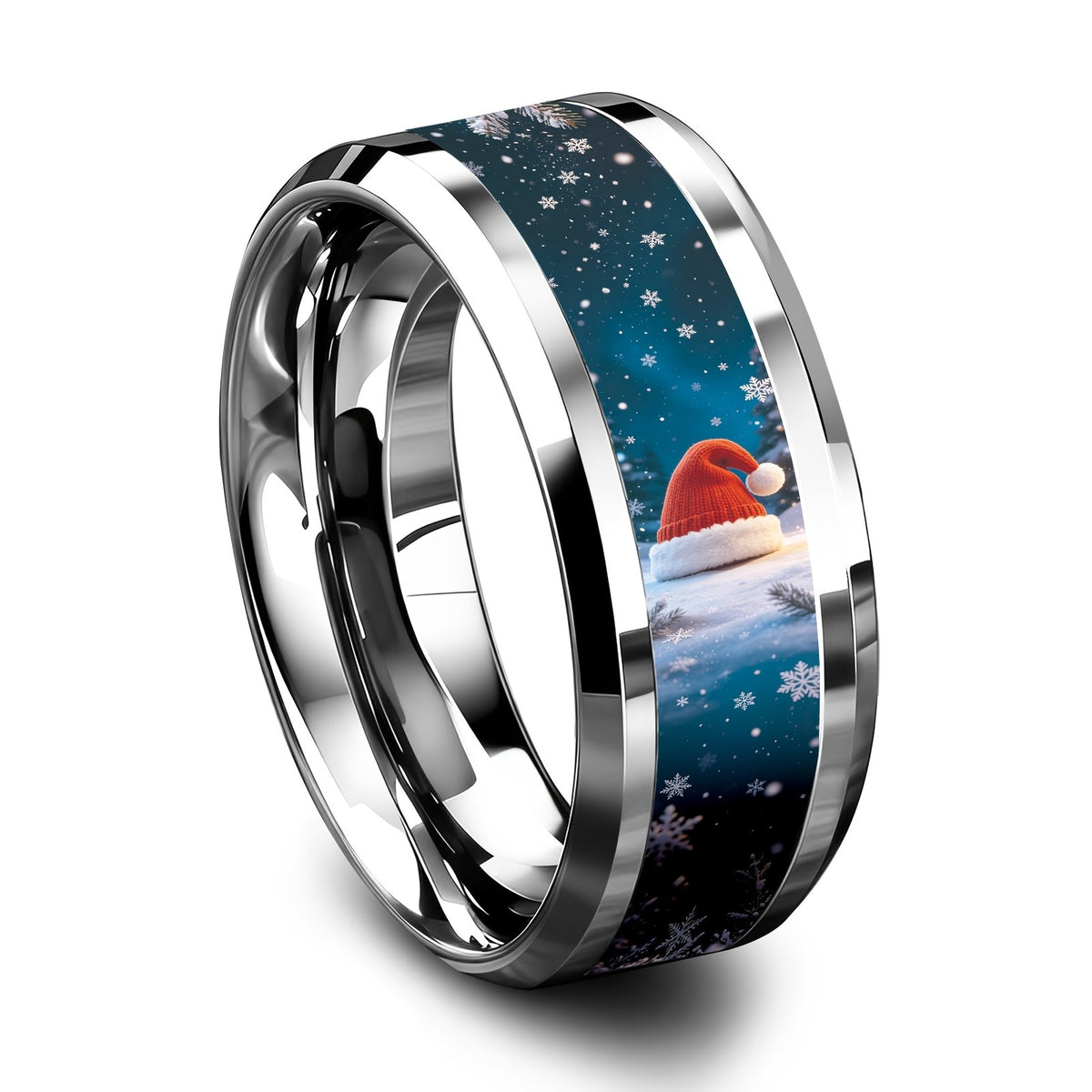 Winter Snowflake & Santa Hat Ring