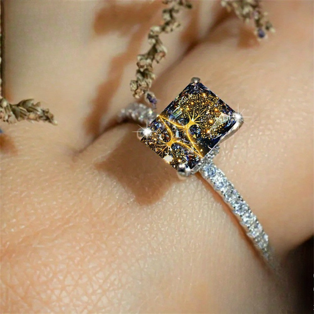 Golden Tree of Life Square Ring