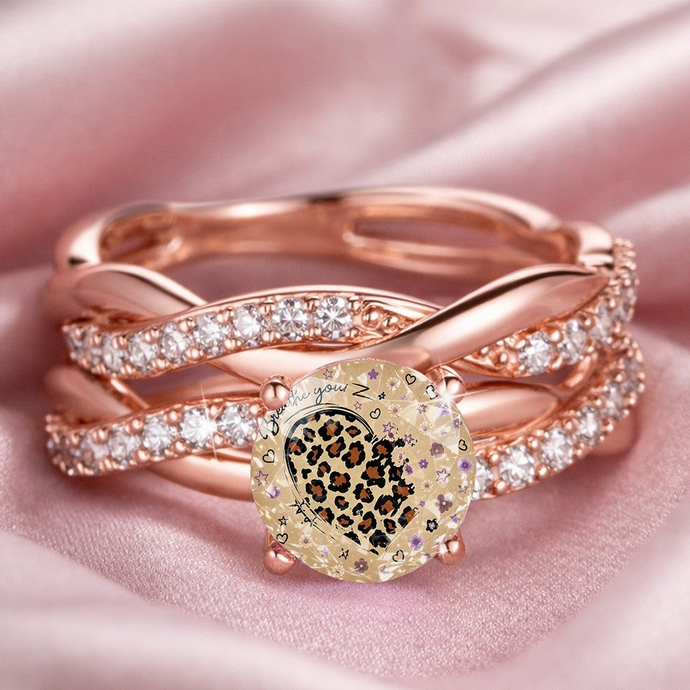 Leopard Heart Woven Band Ring
