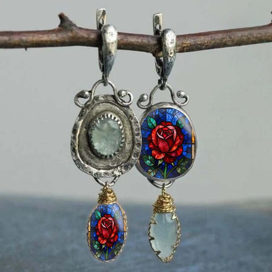 Asymmetrical Stained Glass Drop Earrings