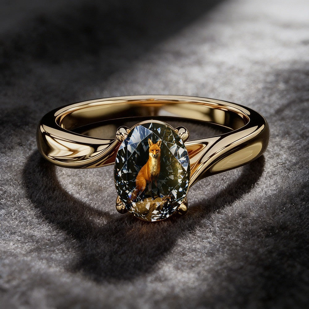 Fox Glass Stone Ring