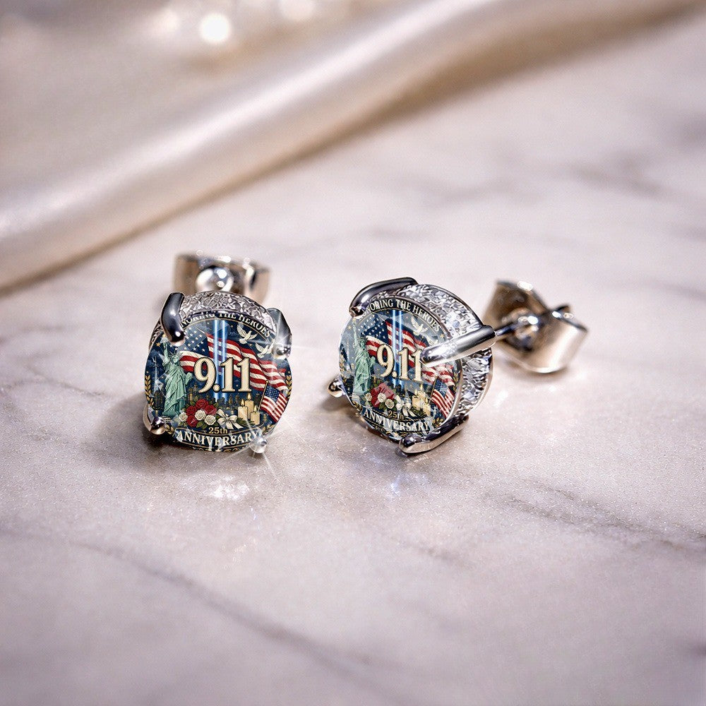 Patriotic Remembrance Badge Earrings