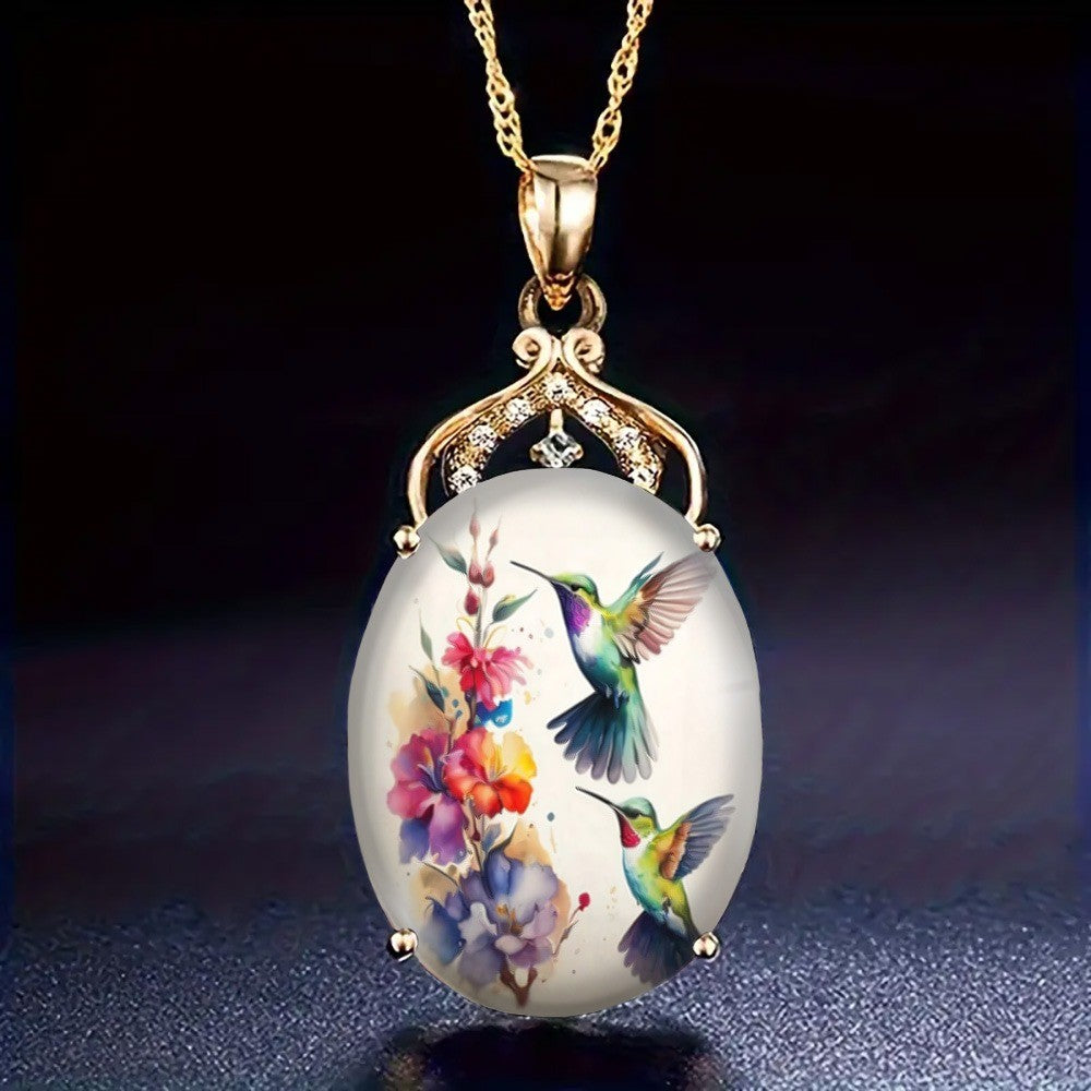 Watercolor Hummingbird Necklace